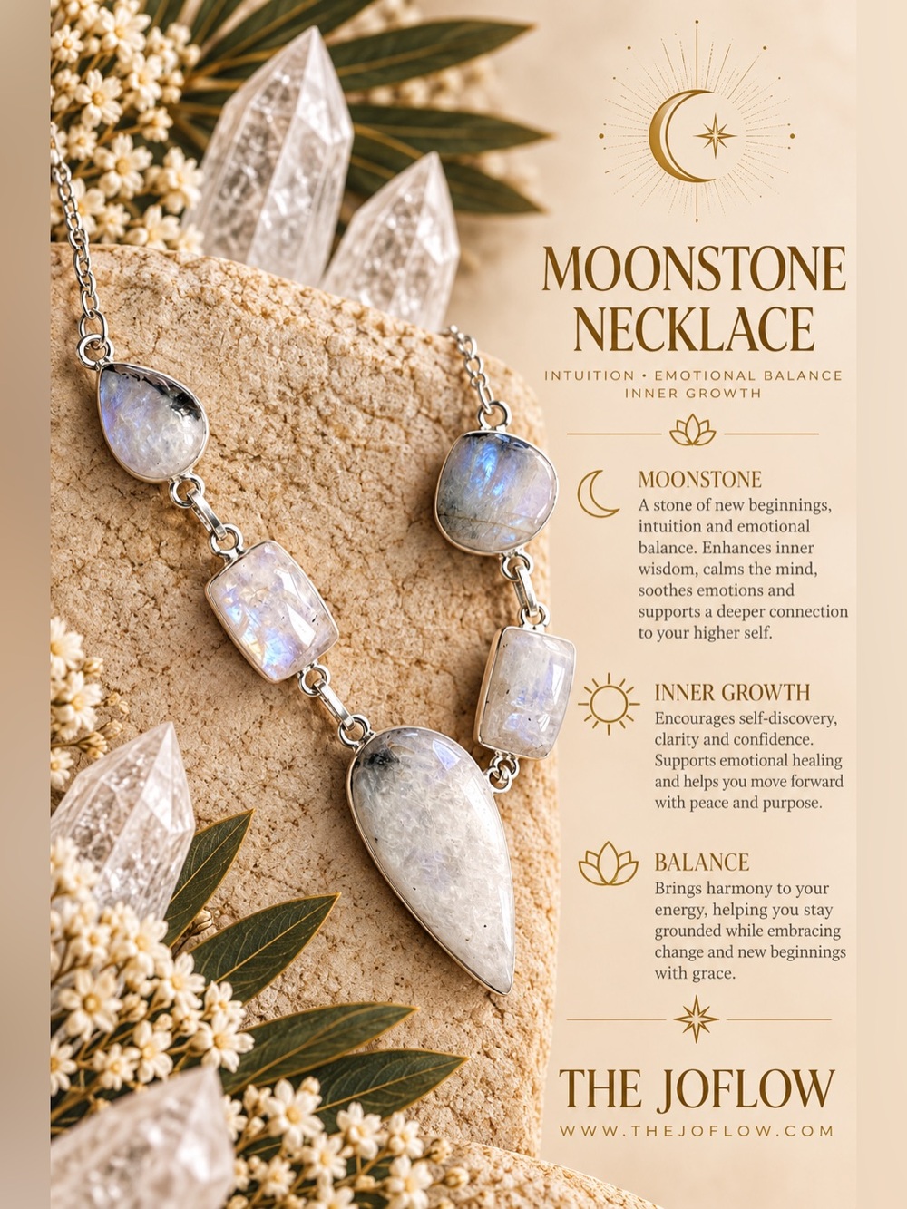 925 Ethereal Rainbow Flash Moonstone w/ Blk Tourmaline Necklace